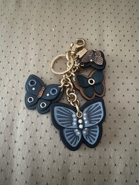COACH Butterfly Charm Keychain Bag Charm in Navy and Blue NWOT